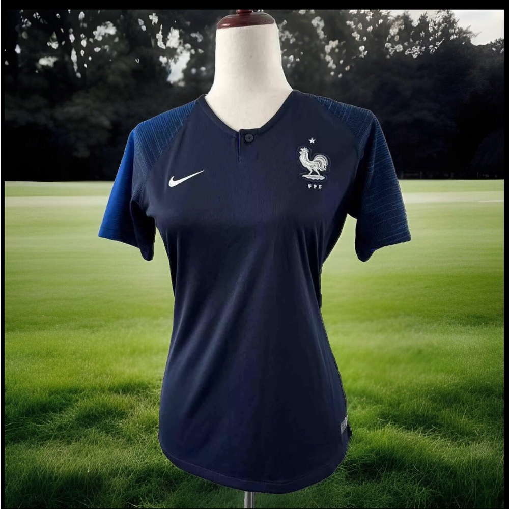 NIKE WOMEN'S FRANCE SOCCER  tee shirt jersey  navy blue size S - Picture 4 of 17